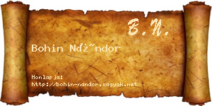 Bohin Nándor névjegykártya